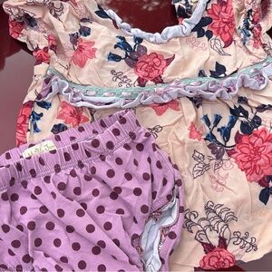 Matilda Jane Floral and Polka Dot Kids Matching Set - Pink and Purple